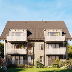Architekturvisualisierung Mehrfamilienhaus Gartenansicht