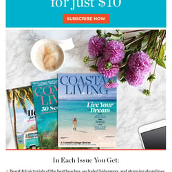 Coastal Living email. I created this composite, coded to be built dynamically by switching out the magazine covers