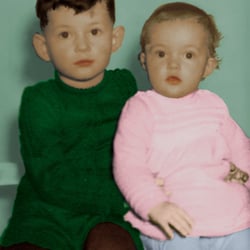 Brüderchen und Schwester coloriert nach einer sw-Aufnahme 1954