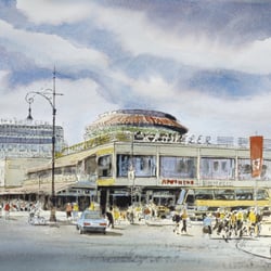 Café Kranzler, Aquarell, 29,5×40,5 cm, 1991