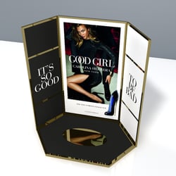 Illustration Carolina Herrera Thekendisplay mit Spiegelmaterial