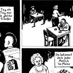 „In der Kneipe zur trockenen Kehle“ Songcomic „Betreten auf eigene Gefahr“ Comics zur Ostdeutschen Punkband Schleimkeim, Venti