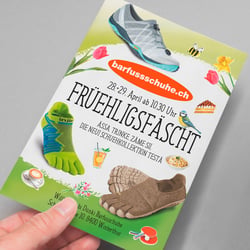 Flyer für Einladung von Barfussschuhe