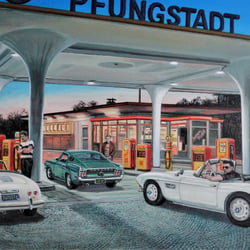 Pfungstädter Raststätte Westteil / Acryl auf Sperrholzplatte
