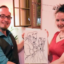 Live-Karikatur auf Papier
