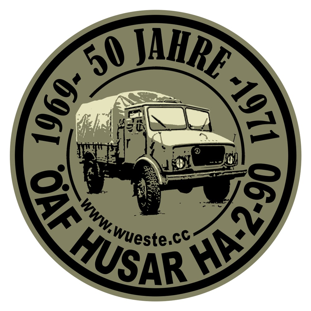 Sticker  50 JAHRE Ö.A.F.-Husar.   Kunde: Wueste Touren