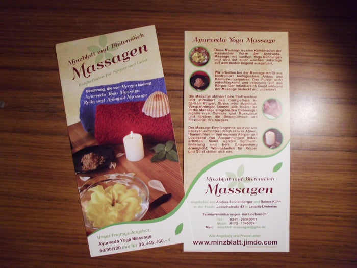Flyerdesign – Minzblatt Massage