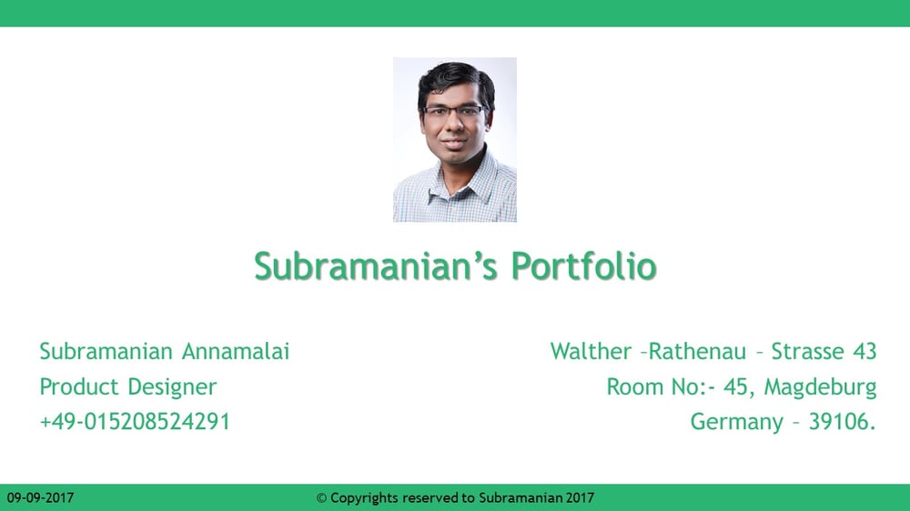 Subramanian Annamalai Portfolio