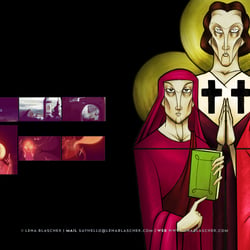 Colour-Script (Strichzeichnungen nicht von mir), Concept Art „angsteinflössendes Kirchenfenster“