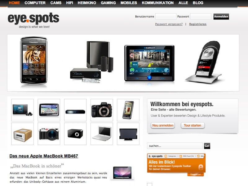 Design für die Web2.x Plattform Eyespots.de
