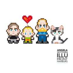 Pixelfamilie in 8-Bit-Style