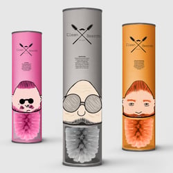 Packagingdesign für eine Klobürste „Clean Beards“