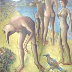 Vogelmensch am Strand, Öl a. Lw., 125×100 cm, 1993