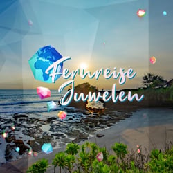 Gesamte Sendungsverpackung zur Reisesendung und Logodesign „Fernreise Juwelen“
