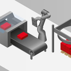 technischen Aufbaus eines Produktionsprozesses, Verpackungsstraße