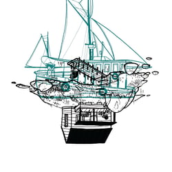 illustrationsreihe zu „gone to water“ // visualisierung der fortschreitenden demenz des hauptcharakters durch schlüsselszenen