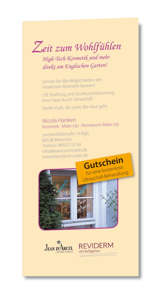Kosmetikflyer mit Gutschein Kosmetikstudio Nicola Hanken