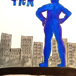 Inktober-21 Tag 14 – Thema:Tick. Here is the craziest one „The Tick“.