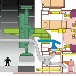 Schnitt durch einen Tunnelbohrer (Broschüre zum Bau der 4. Elbtunnelröhre)