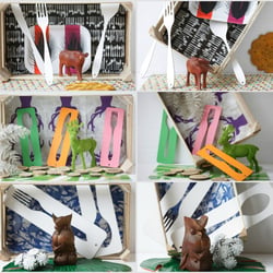 animals with leaves and cutlery