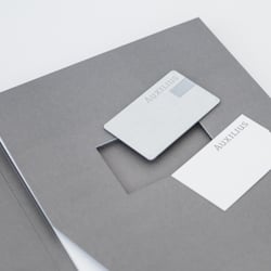 Visitenkarte und USB-Karte in Jahresbilanzmappe