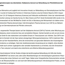 Kaltplasma-Aerosol für die Tiermedizin