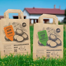 Illustratives Packaging Design für 4 Kartoffel-Tragetaschen // Kunde: Ruasshammer Hof