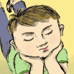 Kinderbuchillustration – Junge und Mädchen mit Tablet
