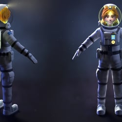 Stella im Astronautenanzug