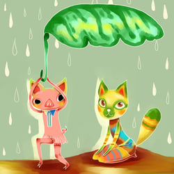 Katzen und Schweinchen