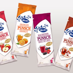 HERO AG: Punsch- und Siruplinie in Portionenbeutel und Literflasche KONZEPT | DESIGN | ILLUSTRATION