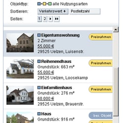 Tabs mit Objektliste (Screenshot)