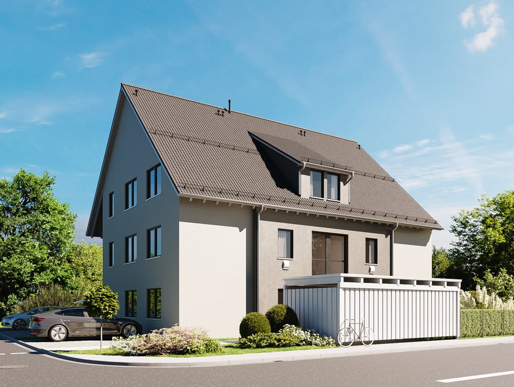 Architekturvisualisierung Mehrfamilienhaus Straßenansicht