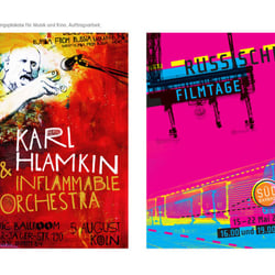 Plakate für Musikkonzert und Kino