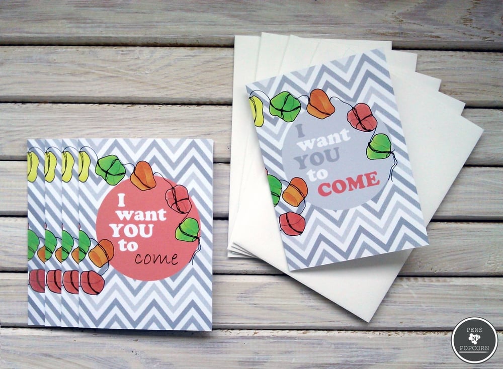 I want YOU to COME | 5er Set Einladungskarten