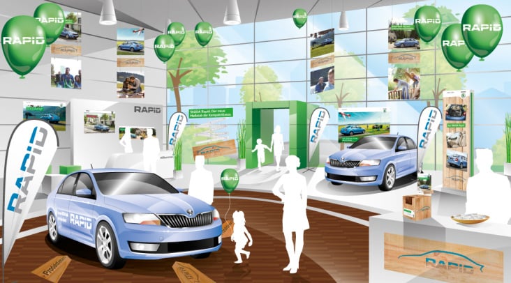 Showroomillustration zum Skoda Rapid