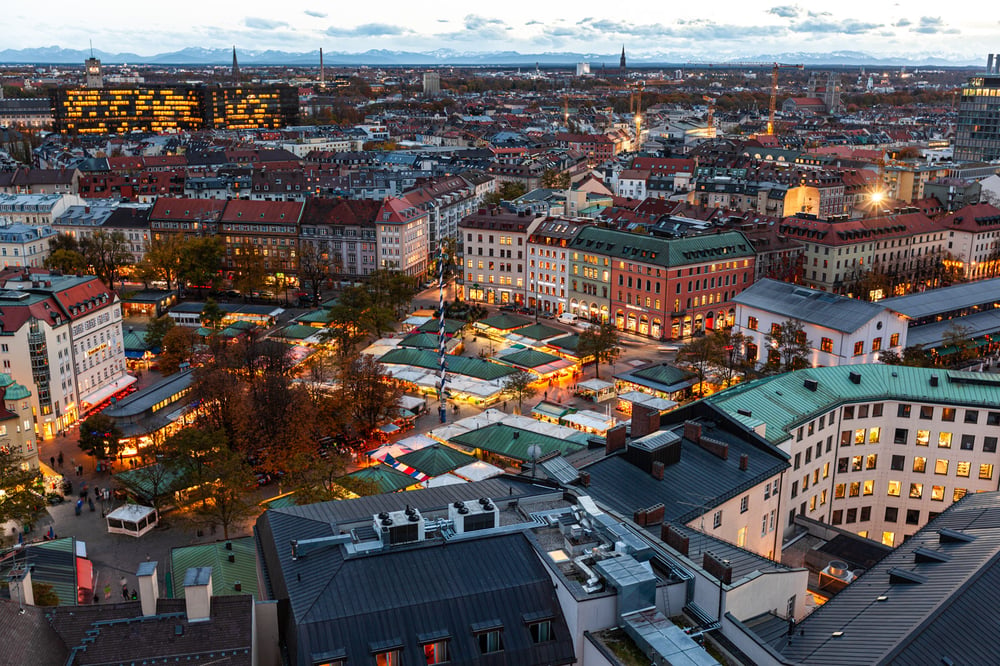Viktualienmarkt München – Blick vom Alten Peter