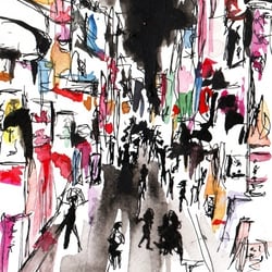 Aquarell mit Tusche, Tokyo