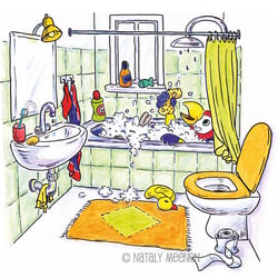 Polly in the bathroom