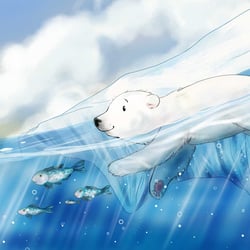 Illustrationen über einen kleinen Eisbär