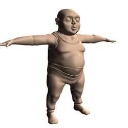 T-Pose Hauptfigur von vorn (keine Texturen)