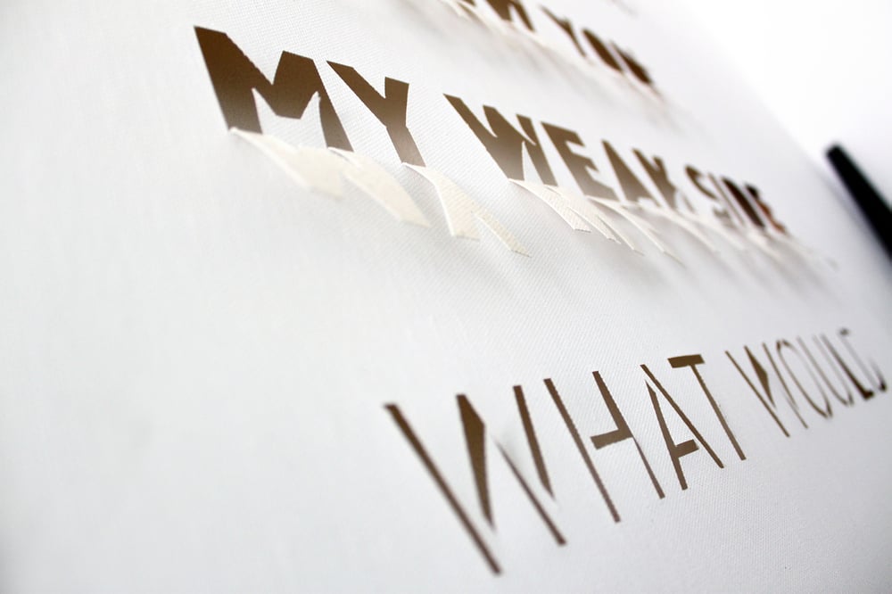 Cutout-Wandbild, Typographie aus Leinwand geschnitten