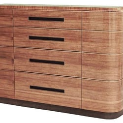 Chest of drawers / French walnut glossy veneer / 4 drawers / 2 cabinets / 110 × 160 × 50 cm