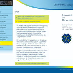 Webauftritt Peter Darga / Praxis für Chiropraktik und Osteopathie in Hamburg Winterhude