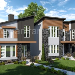 3D Außen-Wohnpark Rendering Entwurf