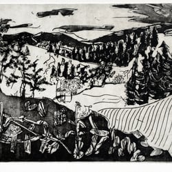 Landschaft I (Radierung und Aquatinta 20×15cm, 2011)