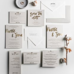 Hochzeitspapeterie Gold Grau