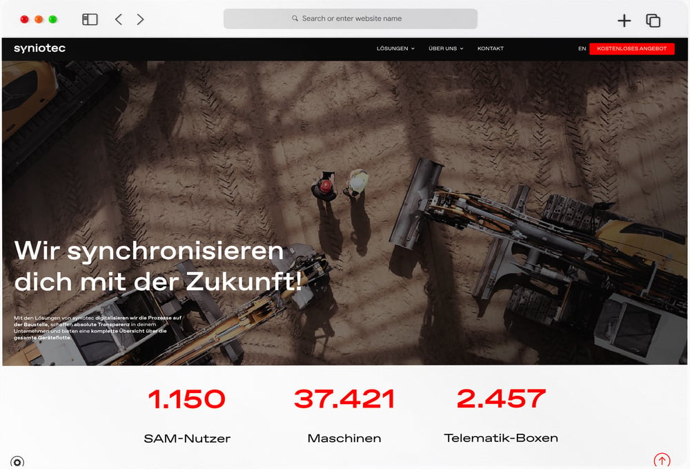 WordPress-Elementor Website für syniotec – Digitalisierung von Baustellen