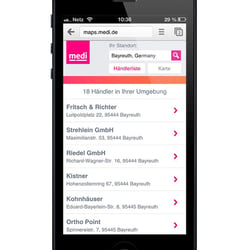 Go Mobile! Neben der Desktop-Version der mediMaps haben wir auch eine mobile Version für das iPhone umgesetzt. Das Gerät erkenn