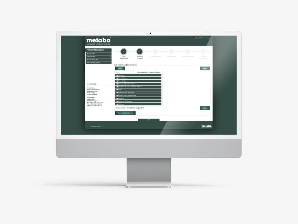 metabo Onlineportal – Produktschildgenerator